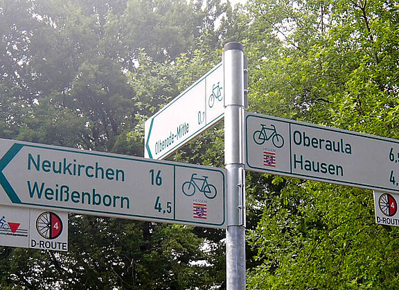 Wegweisende Beschilderung im Hessischen Radfernwegenetz