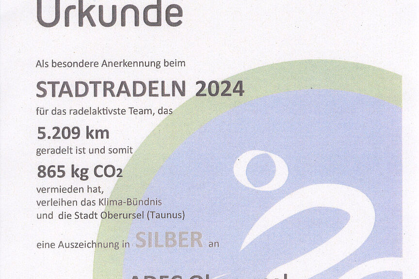 Silber-Urkunde für Stadtradler